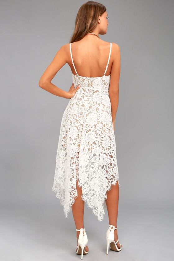 Ärmellos Sexy Sommer Unregelmäßiger Saum Weiß Kleid - CA Mode