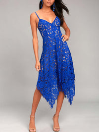 Ärmellos Sexy Sommer Unregelmäßiger Saum Blau Kleid - CA Mode