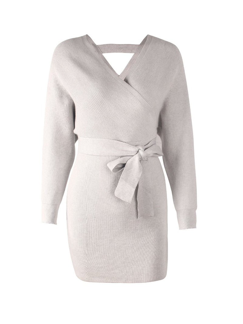 V-Ausschnitt Elegant Bodycon Pullover Kleid