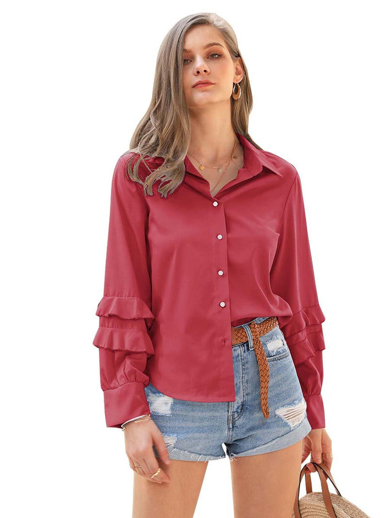 Lange Ärmel Mode Simple Bluse