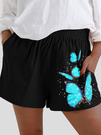 Shorts mit Schmetterlingsdruck und hoher Taille