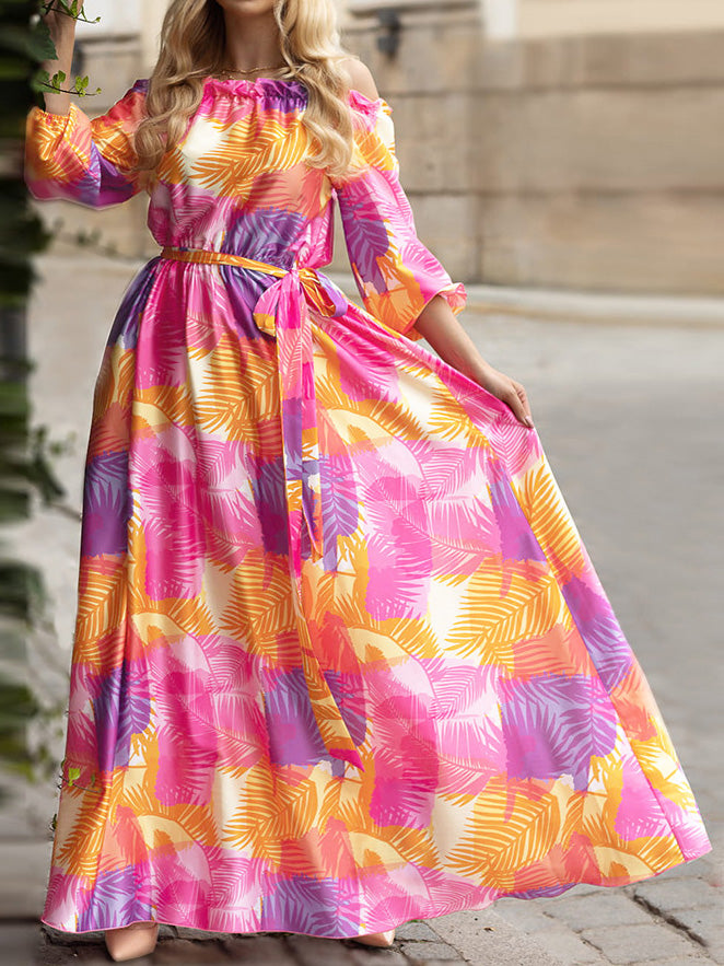 Women's Dresses One-Shoulder Strapless Print Maxi Dress
