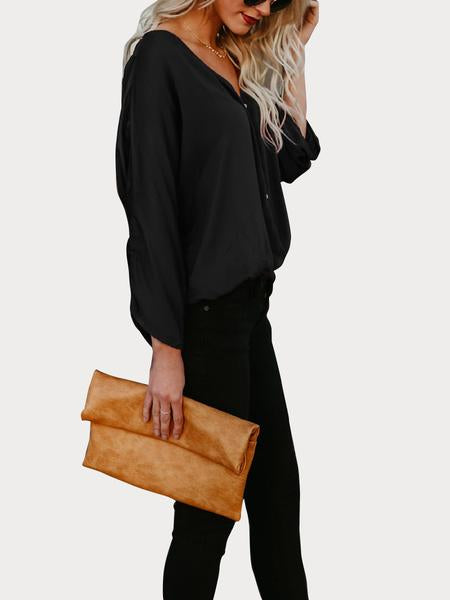 Damen Lange Ärmel Streetwear V-Ausschnitt Bluse - CA Mode