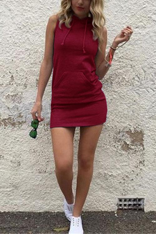 Damen Ärmellos Streetwear Rundhalsausschnitt Mini Kleid - CA Mode