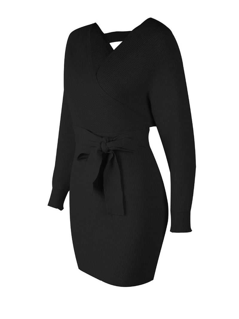 V-Ausschnitt Elegant Bodycon Pullover Kleid