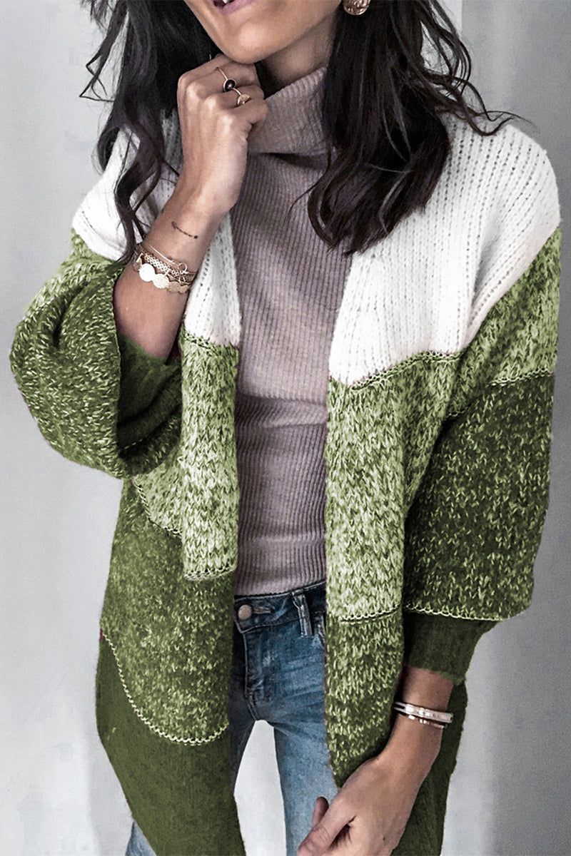 Casual Stripe Stitching Knitted Sweater Cardigan
