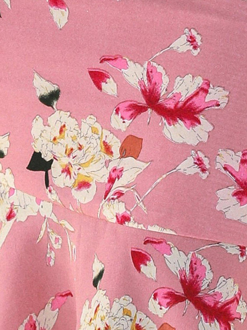 Pink Ärmellos V-Ausschnitt Rüschen Saum Kleid - CA Mode