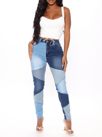 Schmal Geschnittene Hoher Taille Denim Jeanshose