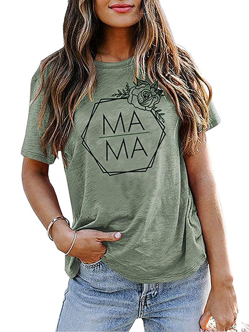 MAMA Gedruckt Casual Rundhalsausschnitt T-shirt