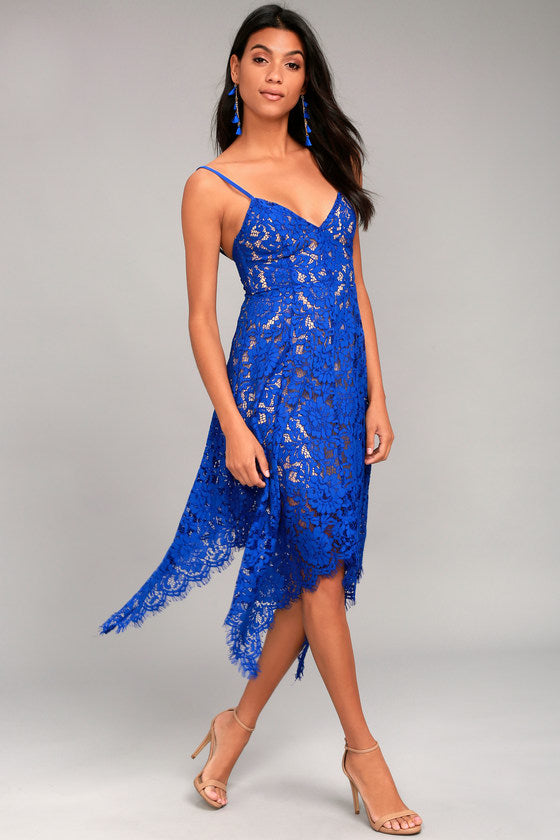 Ärmellos Sexy Sommer Unregelmäßiger Saum Blau Kleid - CA Mode