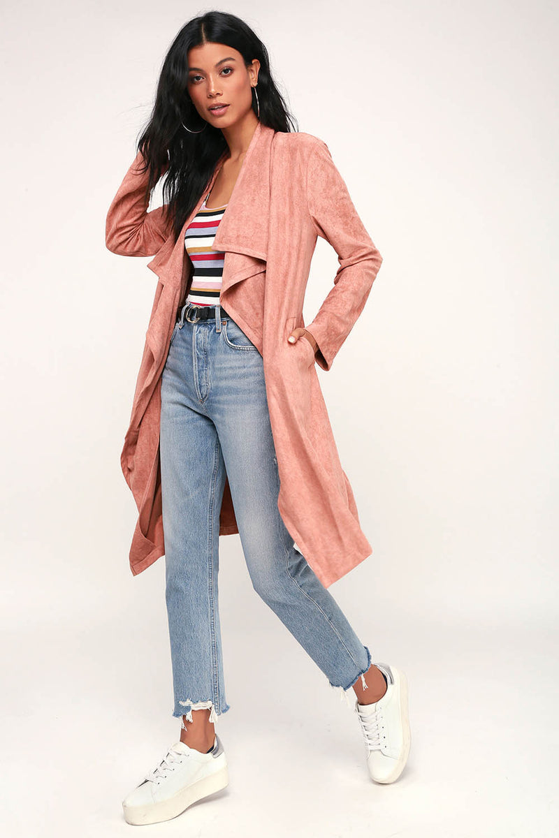 Mehrfabrig Herbst Mantel Outwear Pink