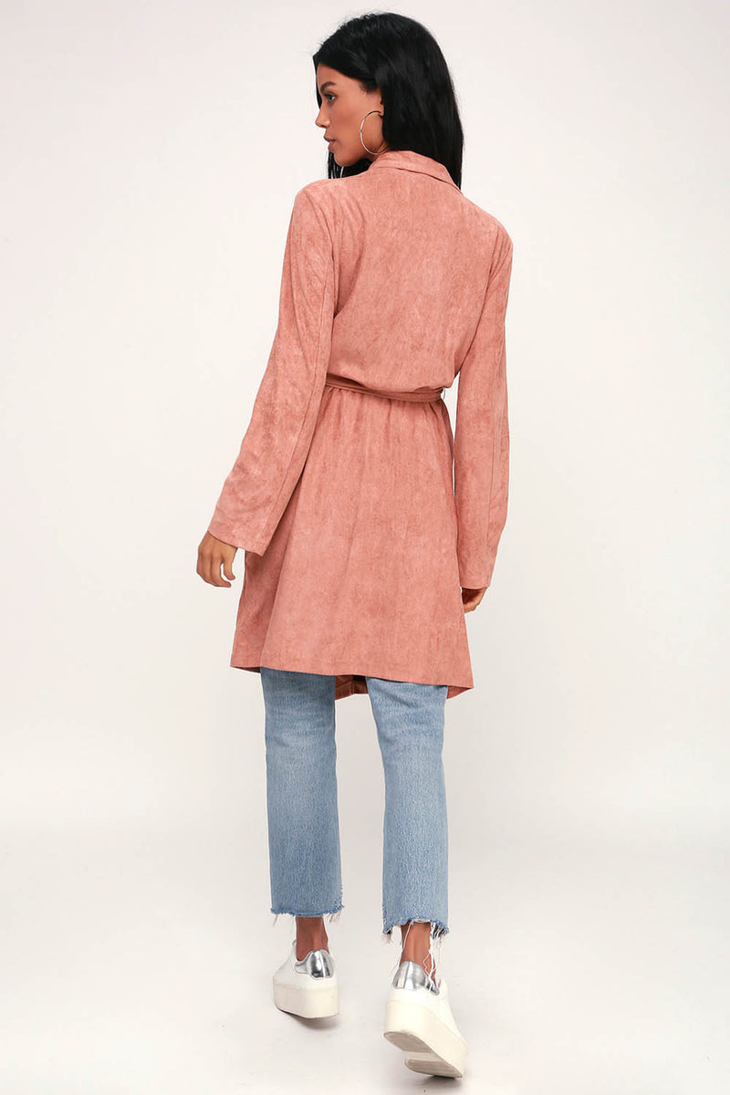 Mehrfabrig Herbst Mantel Outwear Pink - CA Mode