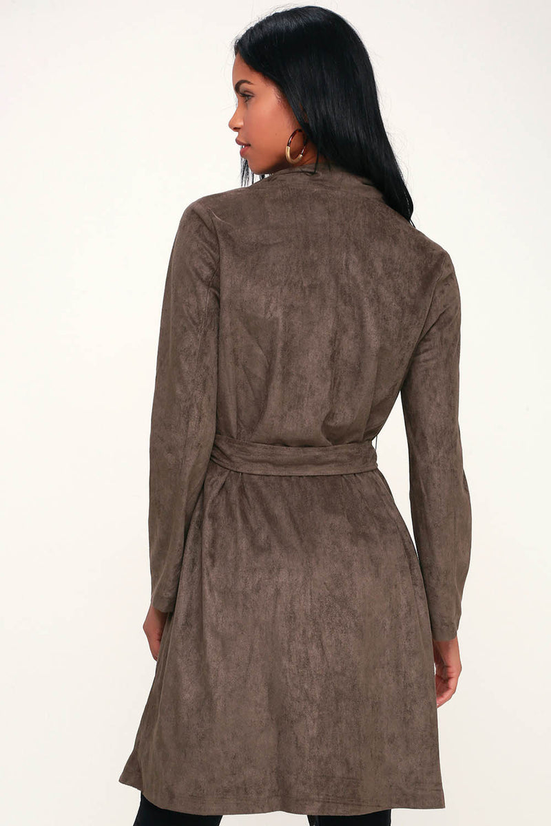 Mehrfabrig Herbst Mantel Outwear Braun - CA Mode