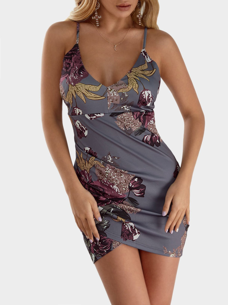 Ärmellos Blumen Gedruckt Sommer U-Ausschnitt Kleid - CA Mode
