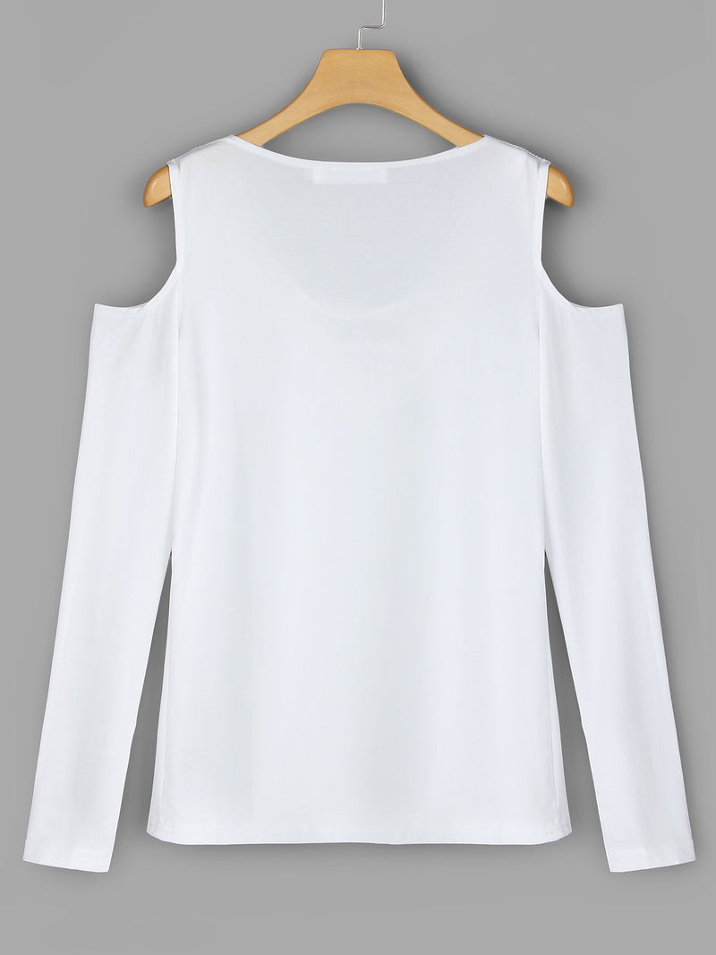 Lange Ärmel Streetwear V-Ausschnitt Trägerloser T-shirt - CA Mode