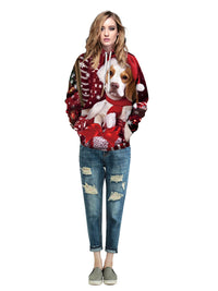 Weihnachten Puppy Gedruckt Kapuzen Sweatshirt - CA Mode