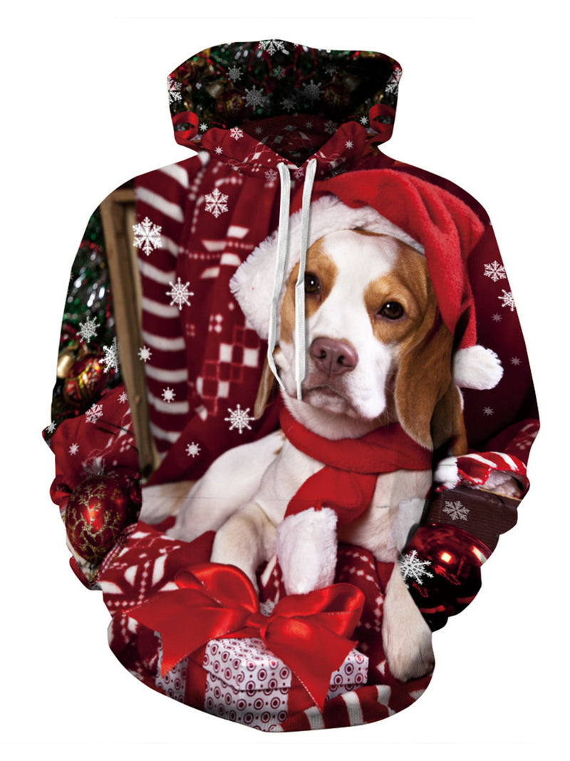 Weihnachten Puppy Gedruckt Kapuzen Sweatshirt - CA Mode