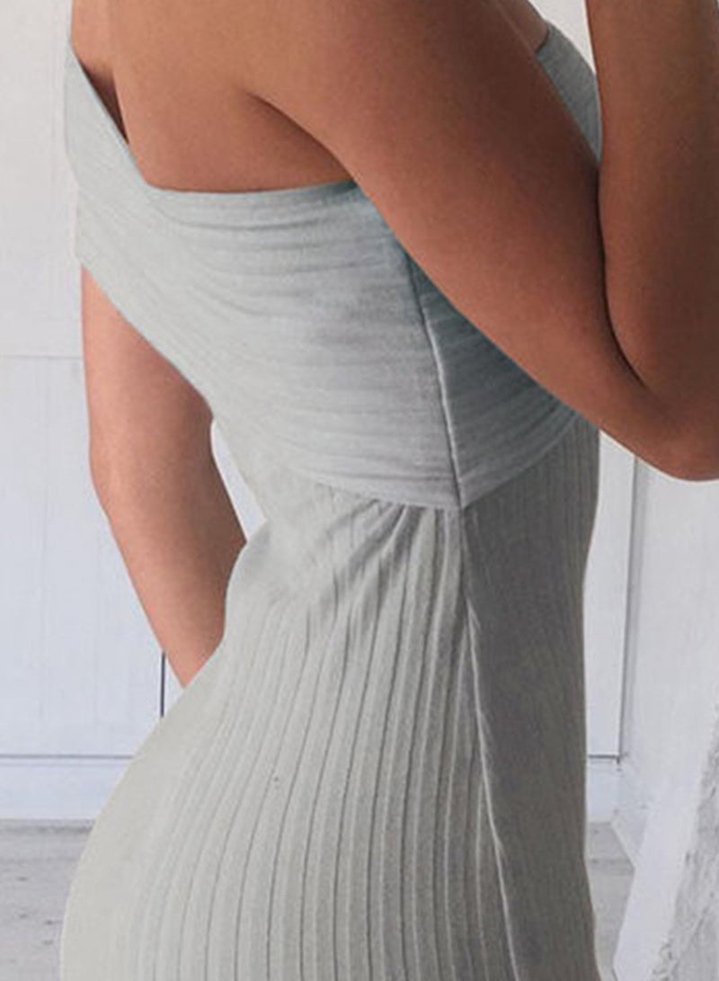 Ärmellos Sexy Bodycon Eine Schulter Kleid - CA Mode
