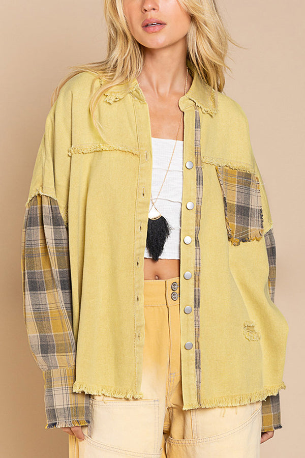 Forest Morning Plaid Button Front Shacket