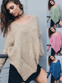Lange Ärmel Streetwear U-Ausschnitt Unregelmäßiger Saum Pullover