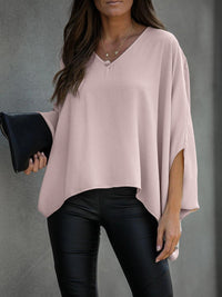 Women's Blouses Loose V-Neck Dolman Sleeve Chiffon Blouse