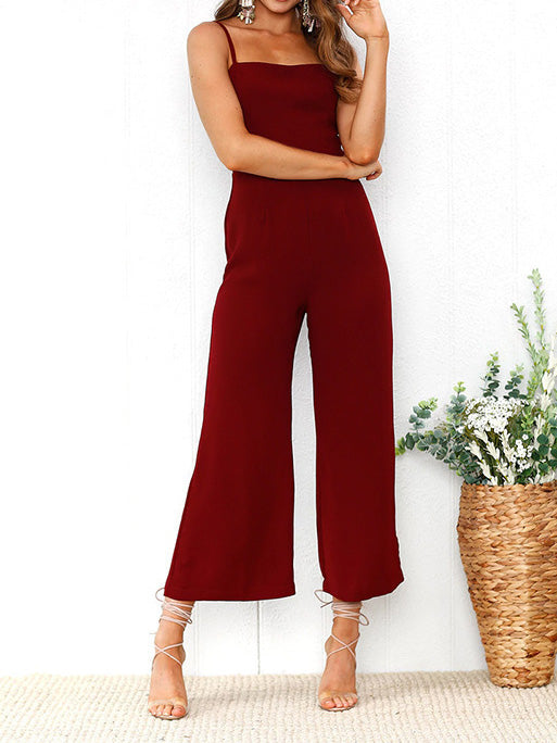 Women's Jumpsuits Solid Sling Sleeveless Casual Jumpsuit