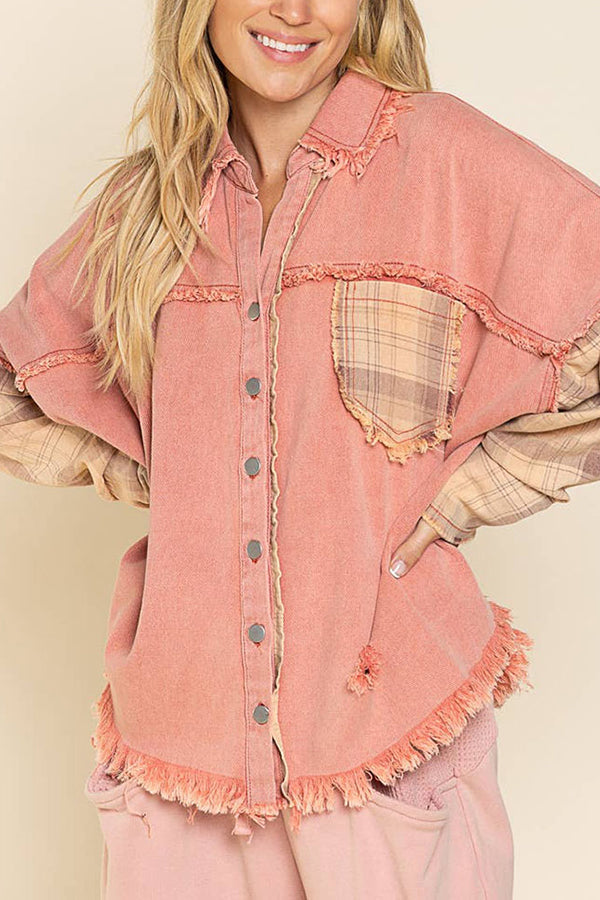 Forest Morning Plaid Button Front Shacket