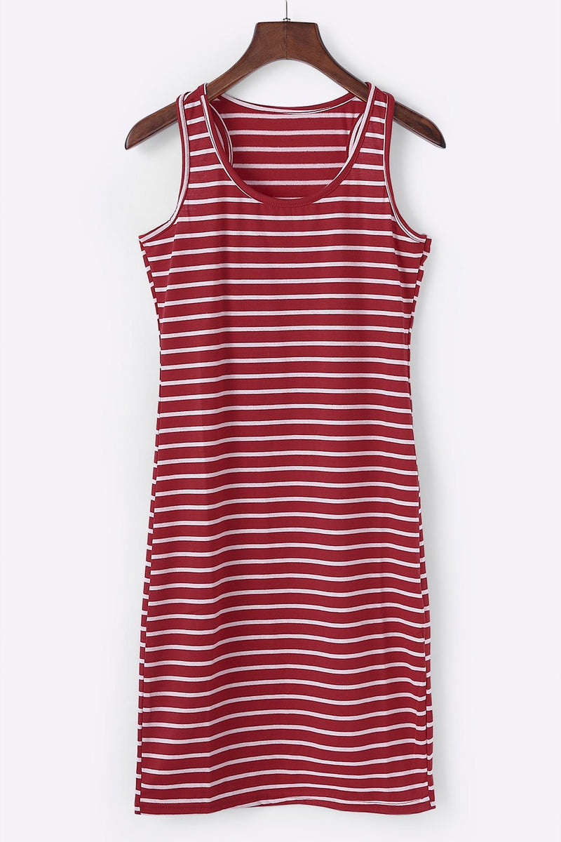 Streifen Sexy Strand U-Ausschnitt Mini Kleid - CA Mode