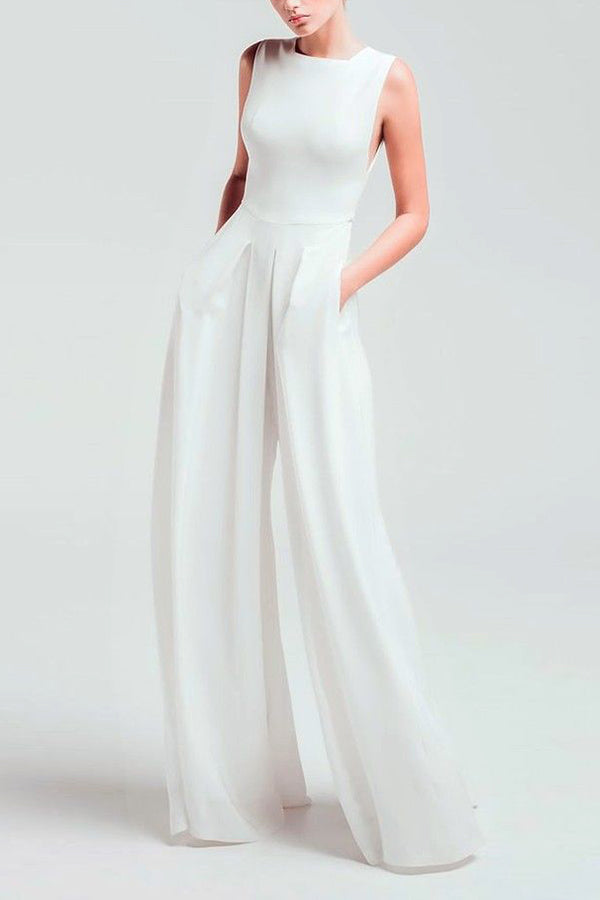 Thinking Out Sleeveless Wide Leg Jumpsuit