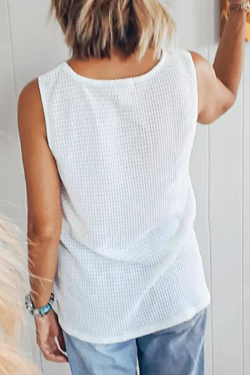 Colro Block V Neck Waffle Tank
