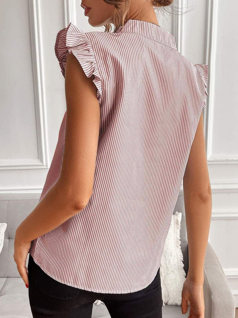 Women's Blouses Stand Collar Striped Slim Blouse