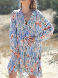 Women's Dresses Printed V-Neck Long Sleeve Dress