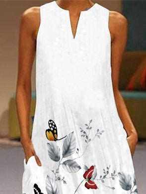 Women's Dresses V-Neck Butterfly Vintage Print Dress