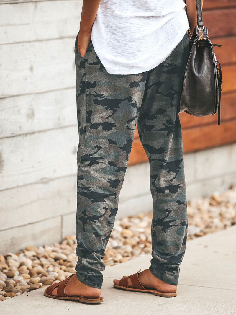 Women's Pants Camouflage Print Slim Fit Strap Lounge Pants